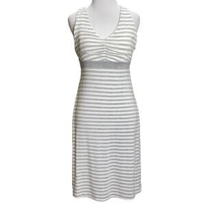 Dakini Grey and White Striped Sleeveless Dress SM